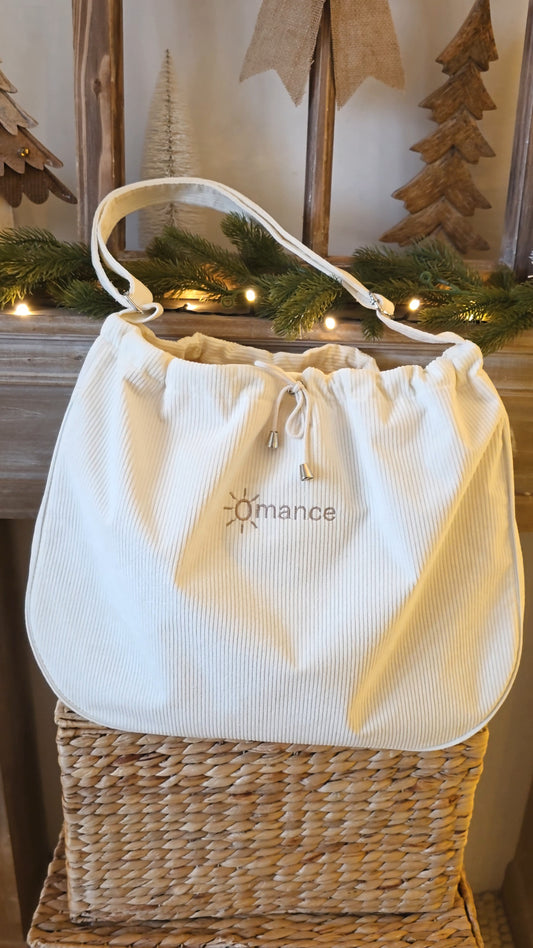 Cabas Omance – Grand sac en tissu côtelé écru